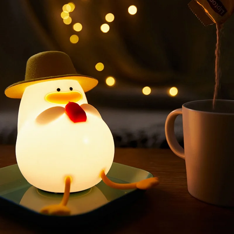 Electric Duck Bedroom Home Decor Slilcone Soft Lamp Rechargeable Kid Baby Nursery Proect LED Night Light Birthday Christmas Gift