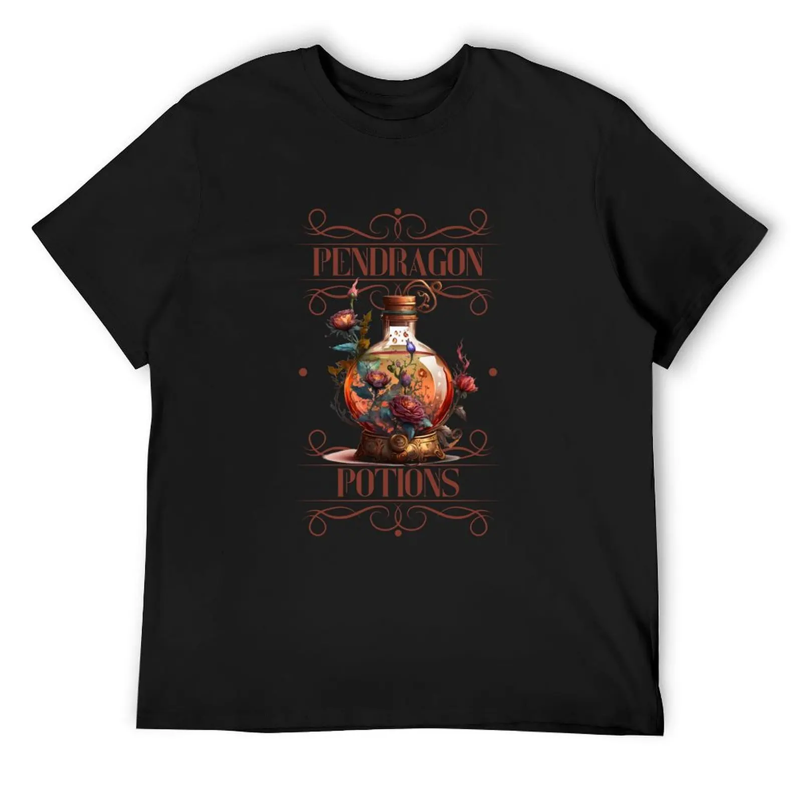 Pendragon Potions เสื้อยืด เสื้อยืดกราฟิก เสื้อยืดแฟชั่นเกาหลี ผู้ชาย