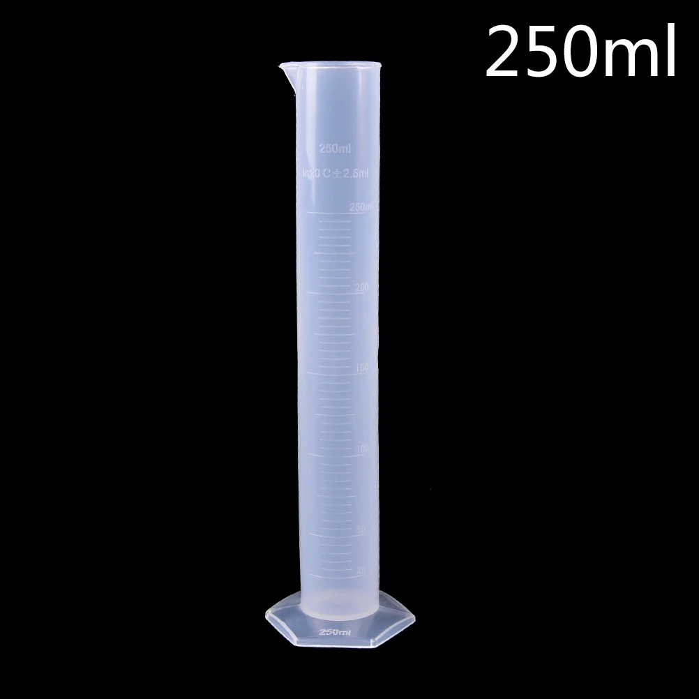 10/25/50/100/250ML plastikowy Cylinder pomiarowy Test laboratoryjny z podziałką