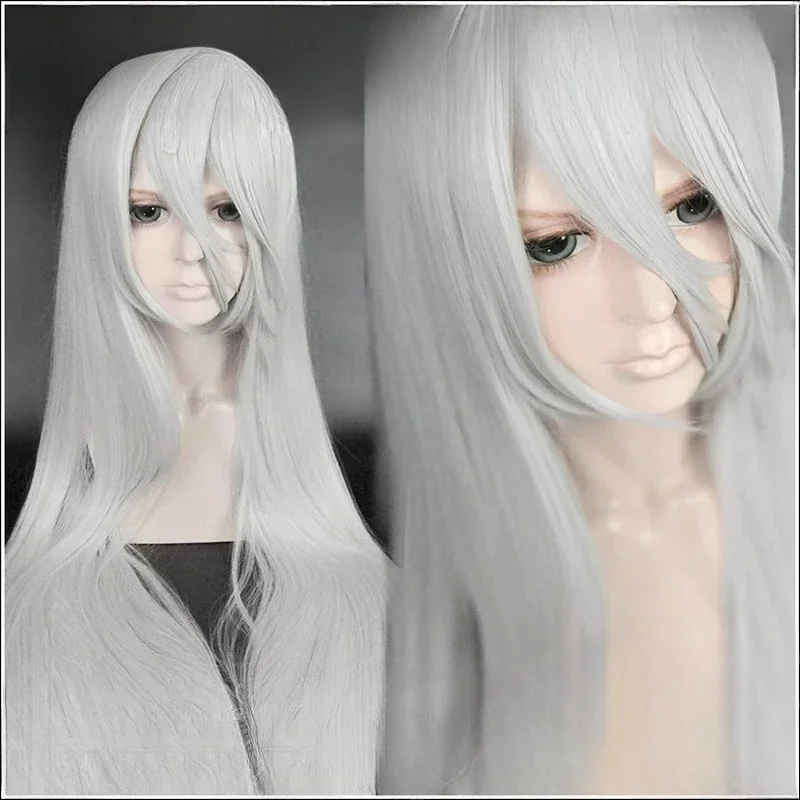 

Silver Grey Long Heat Resistant Synthetic Hair Wig Game NieR Automata YoRHa Type A No.2 A2 Cosplay Wigs