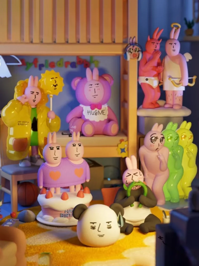 

New Original Plzdot My Friend Rabbit Second-Generation Abstract Rabbit Pink Rabbit: Beautiful Mood Blind Box Mystery Box Toy
