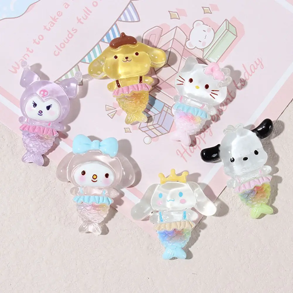 Figuras de resina para manualidades, 10 piezas, lindos gatitos, cachorros, conejos, sirenas, Parte posterior plana, diamantes de imitación, álbum de recortes de jardín, decoración de arco DIY