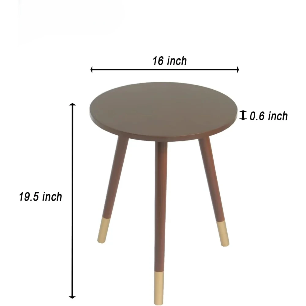 Mesa lateral pequena, mesa de café redonda moderna para quarto, sala de estar, espaço pequeno, fácil de montar, 16 "d, 19,5" h