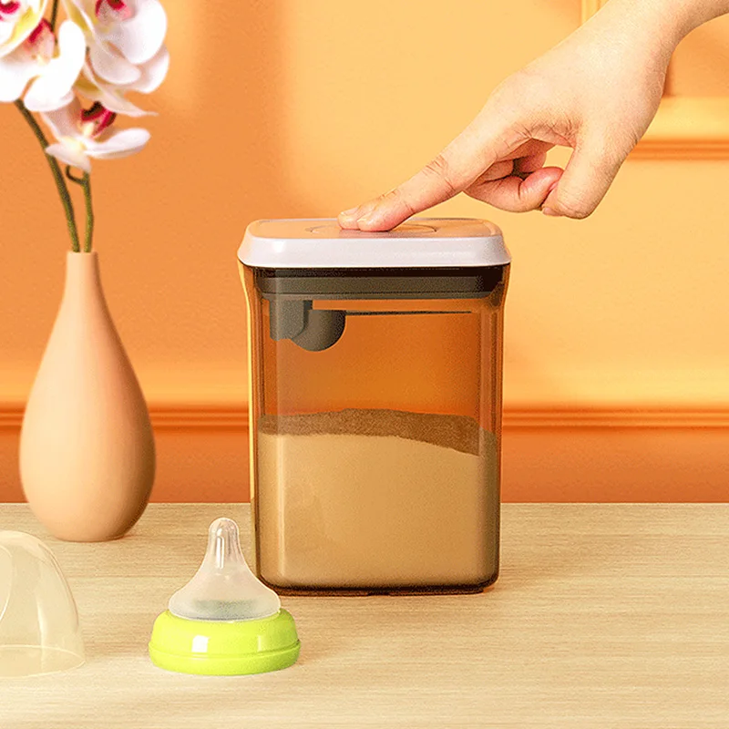 Rectangular Baby Milk Powder Can Plastic Transparent Storage Can Pressing Food Moisture-Proof Sealed Can Easy To Carry Outside