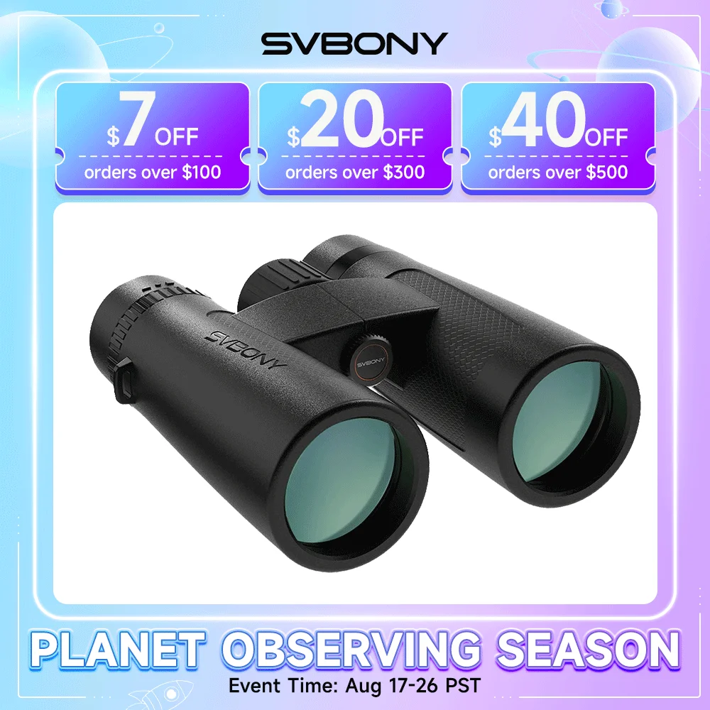 Svbony SV202 Verbessertes Weitwinkel-ED-Fernglas 8x32/8x42/10x42 Bak4 Prisma IPX7 Wasserdicht Beschlagfrei für Vogelbeobachtung Camping
