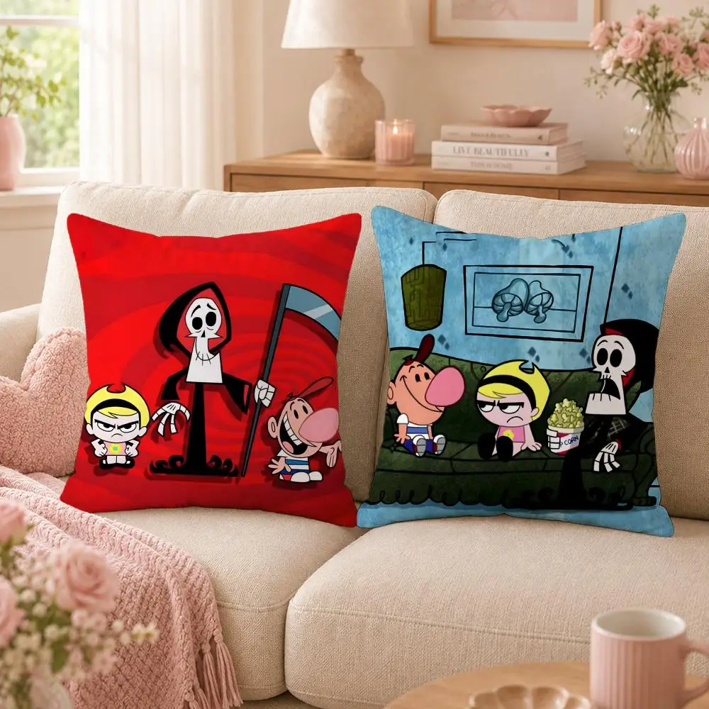 Classic Cartoon B-Billy & MandyS Cushion Cover Double-Sided Printed Pillow Cover Hypoallergenic Dust-Mite Proof