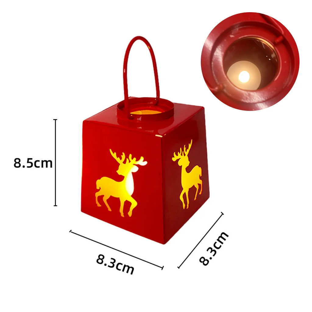 Christmas Tabletop Lamp Vintage Hanging Xmas Decoration Lantern Handheld Holiday Decor LED Light Metal Electronic Candle Light