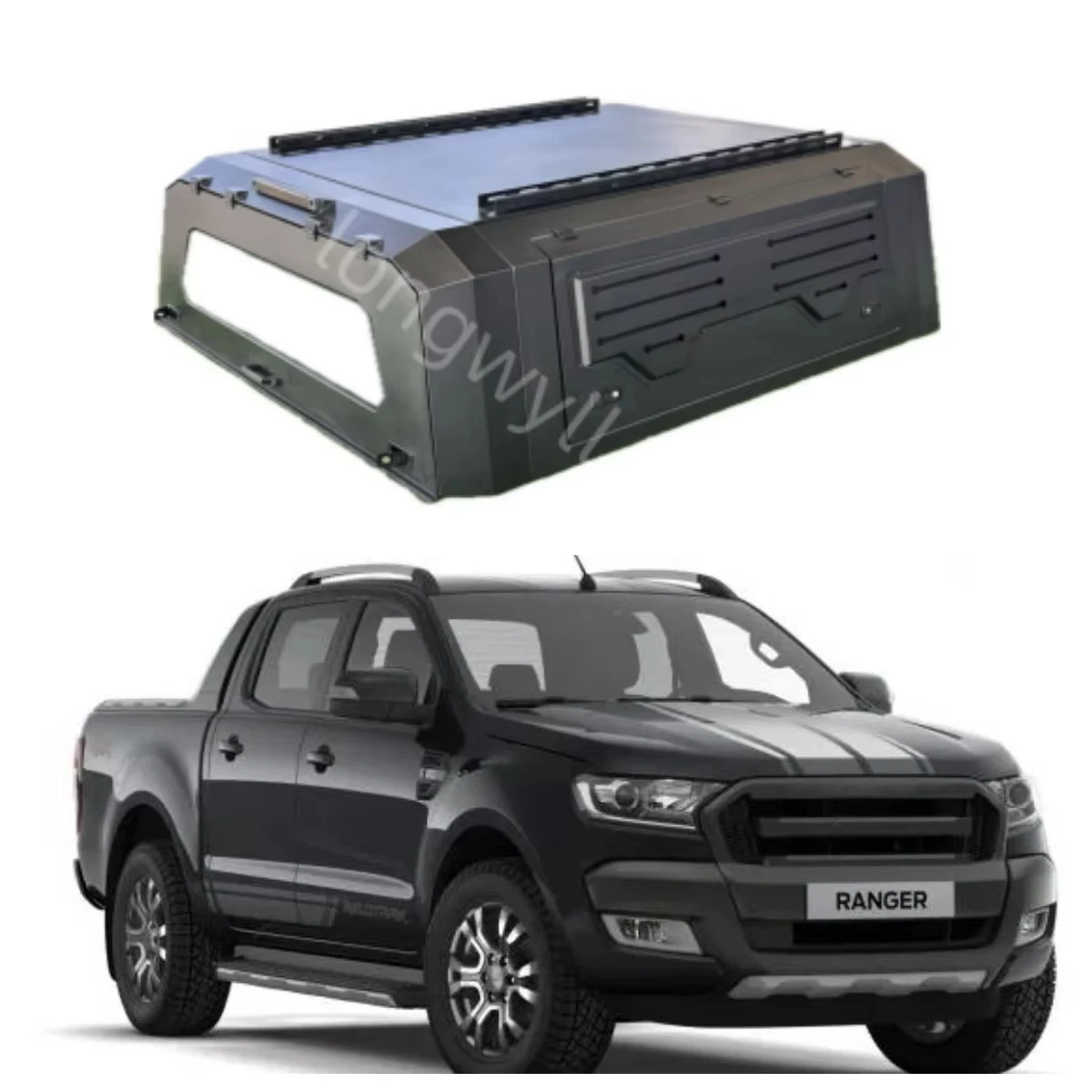 

Customized Hard Aluminum Alloy Smart Cap for Ranger T7 and Land Cruiser Pickup Double Cab Waterproof Canopy with Key Lock