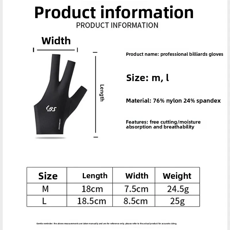 hot saltBilliard Gloves for Unisex Left-Handed Thin Non-Slip Breathable Spandex Fingerless Three-Finger Design Seamless Pull-On