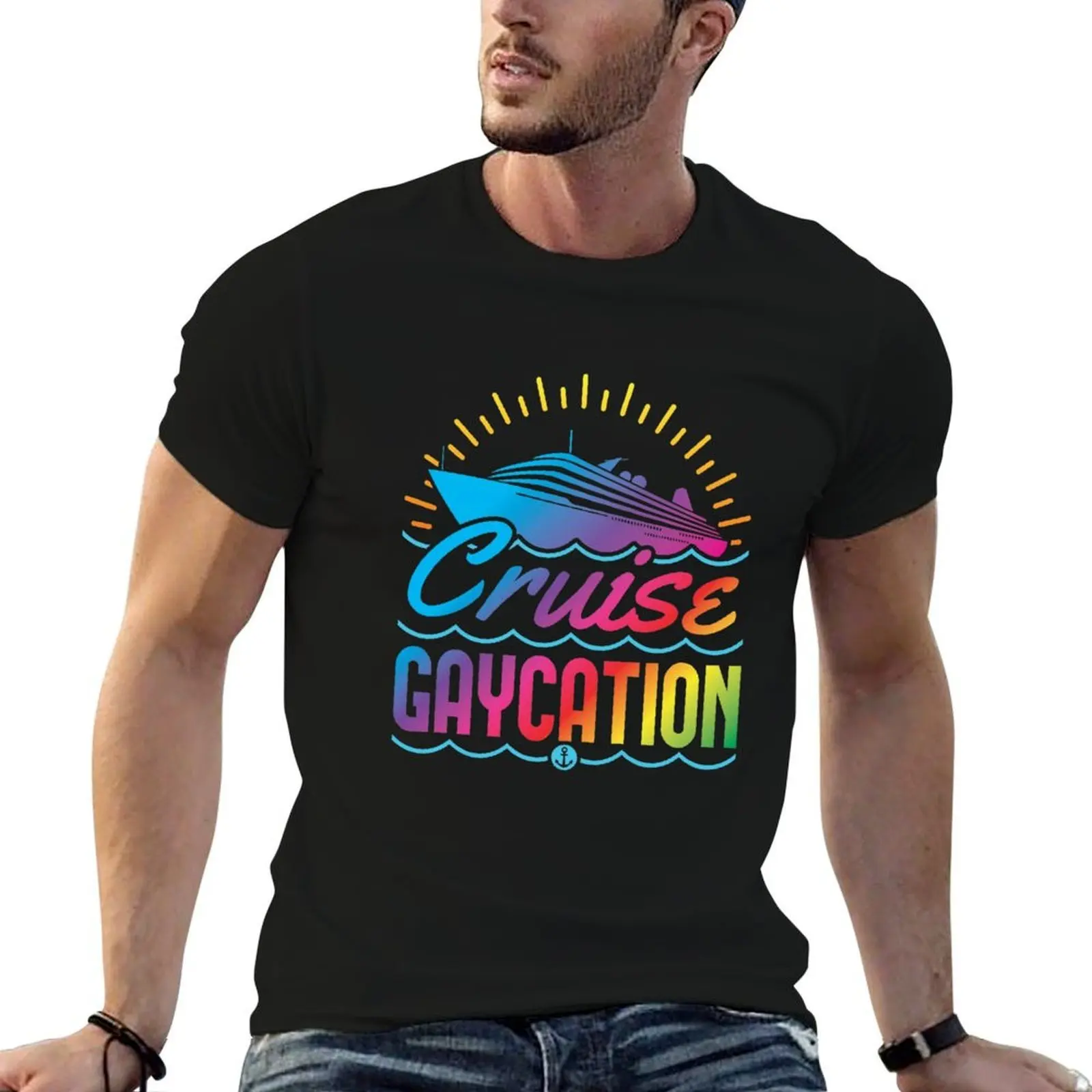 

Cruise Gaycation - Gay Cruising T-Shirt cotton t shirt man t shirt man plain t shirt for man T-shirt