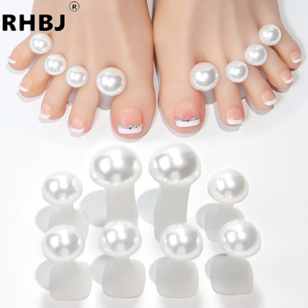 Wholesale White Pearls Soft Silicone Toe Separator for Nail Polish，Set of Toe Spacers for Feet Apply Nail Polish and Repair Nail