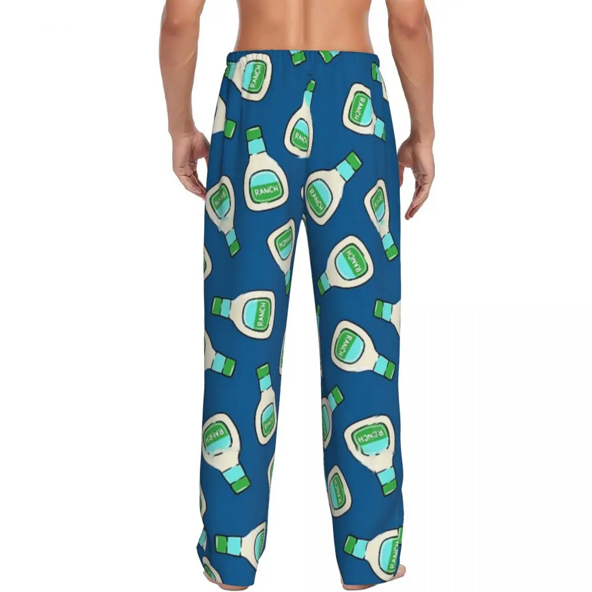 Custom Ranch - Salad Dressing Bottle (blue) Pajama Pants Men Sleepwear Sleep Lounge Bottoms with Pockets