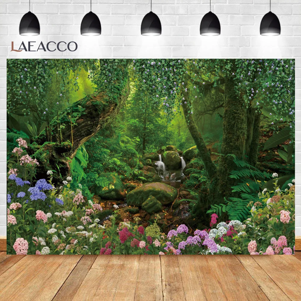 المناظر الطبيعية حديقة خلفية ، العشب الأخضر الأزهار ، حديقة الربيع المشهد ، الغابات التصوير خلفية ، غرفة المعيشة الديكور