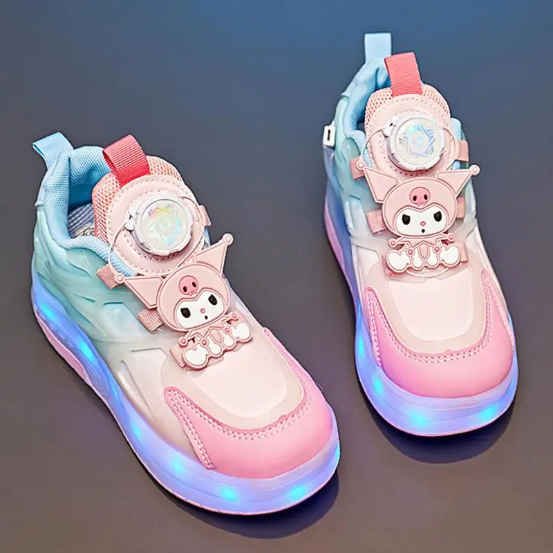 Sanrio Anime My Melody Child Ice Skates Shining Shoes Kawaii Cartoon Mesh Shoes Roller Shoes Summer Cute Heelys Plush Girl Gift