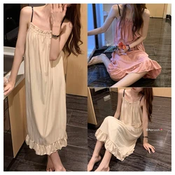 Women's Clothing New Korean Pure Desire Wind Halter Nightgown Can Be Worn Outside Comfortable Cute Pajamas Bathrobe Homewear