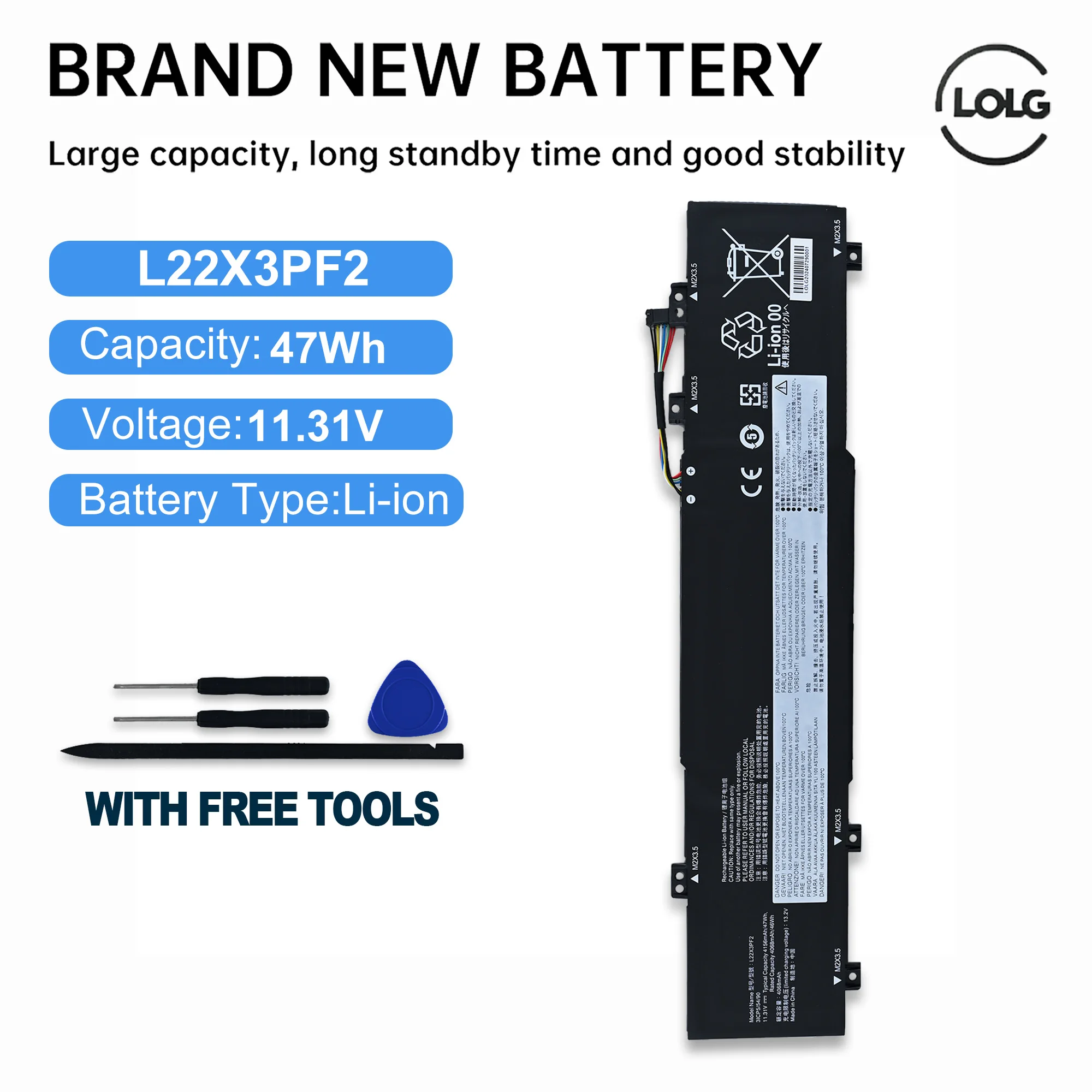 

Аккумулятор для ноутбуков Lenovo V14, V15 G4 AMN, Ideapad Slim 3 16iru8, 14amn8 Note, модели LOLOG L22M3PF2, L22X3PF2, L22C3PF2, L22B3PF2, 11.31V, 47Wh