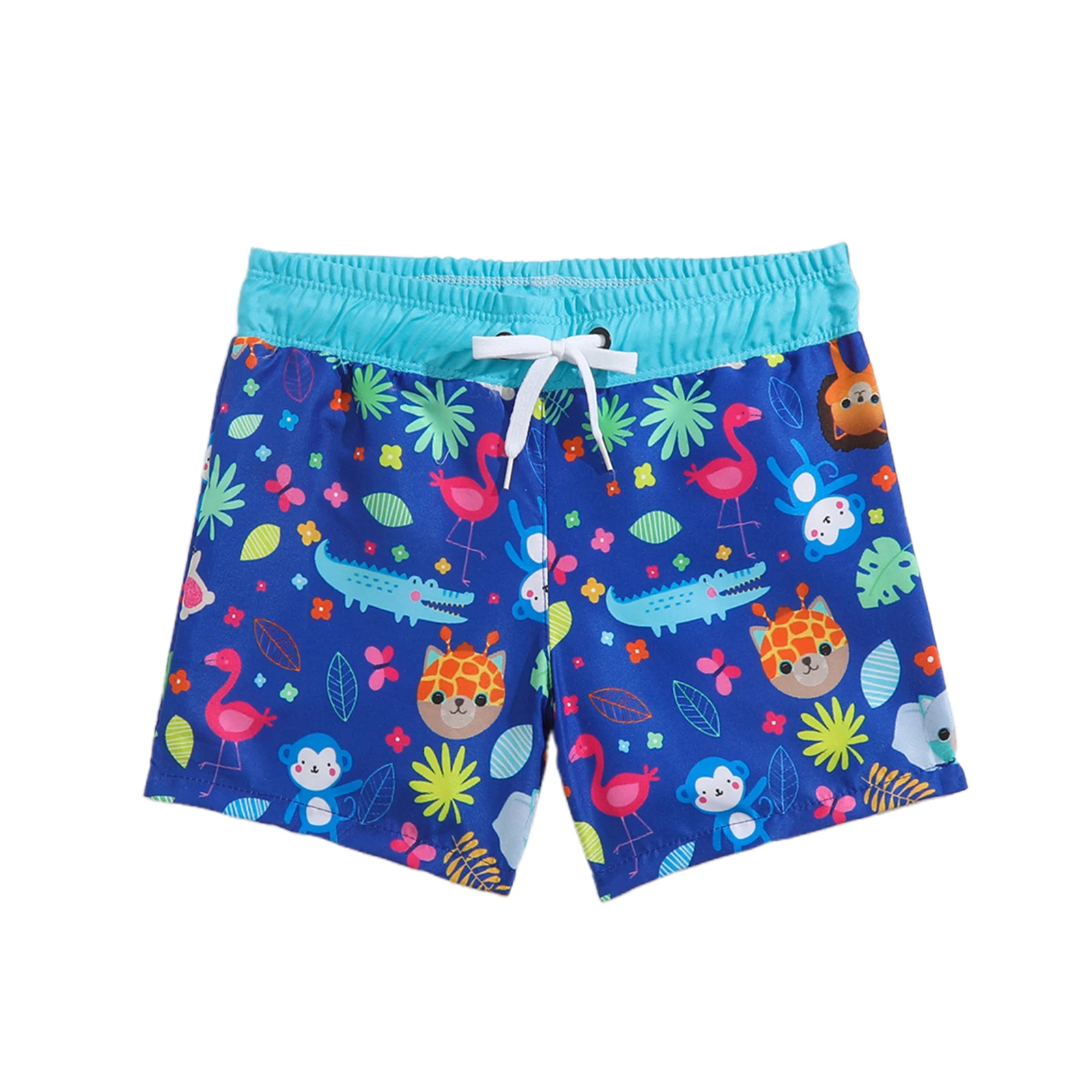 Little Boys Swimsuit Shorts Cartoon Animal Print Bathing Suit Drawstring Swim Trunks Kids Swimming Shorts