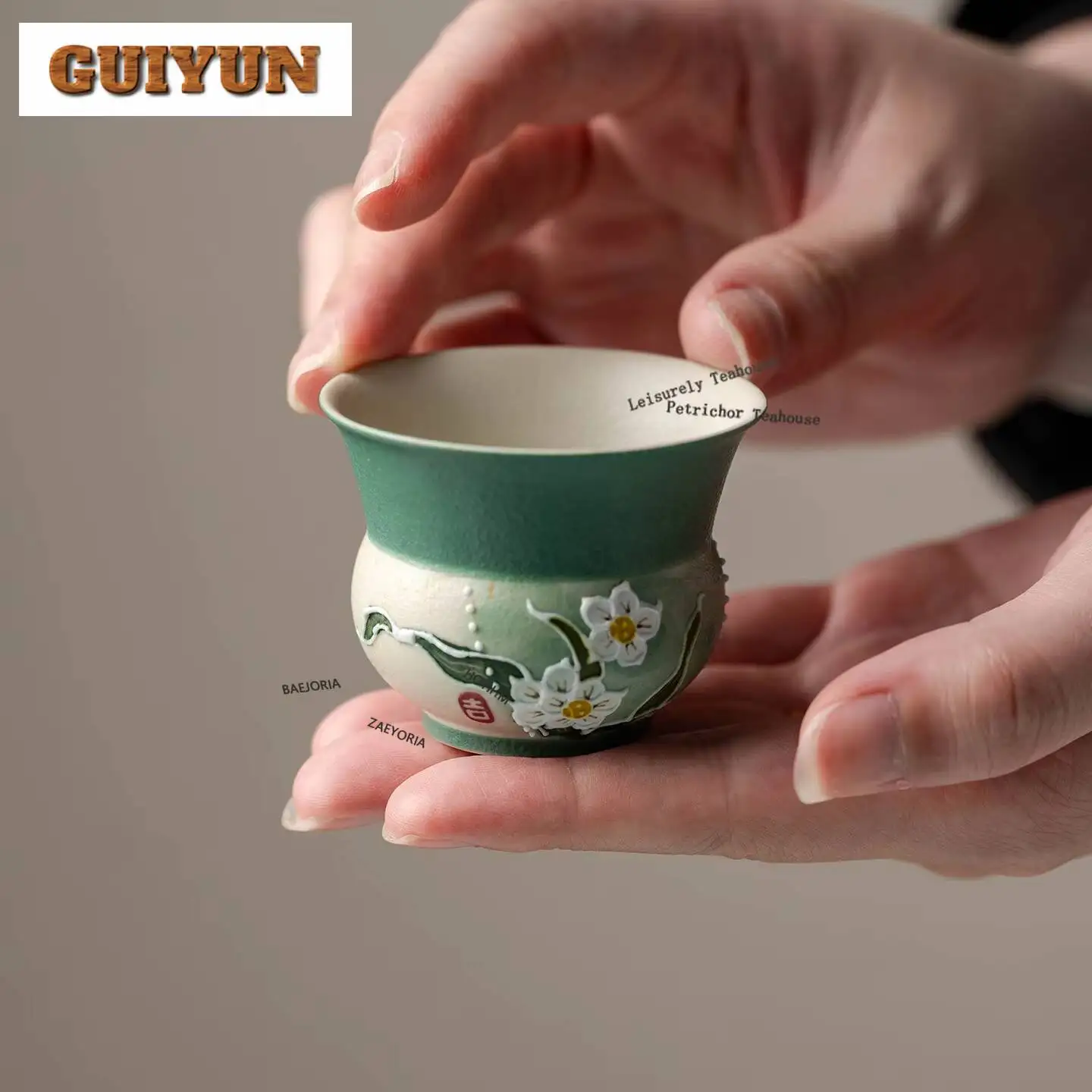50ml Hand-painted Daffodil Teacup Retro Tea Bowl Sample Tea Cup Tea-tasting Meditation Cup Jianzhan Master Cups Tea Items