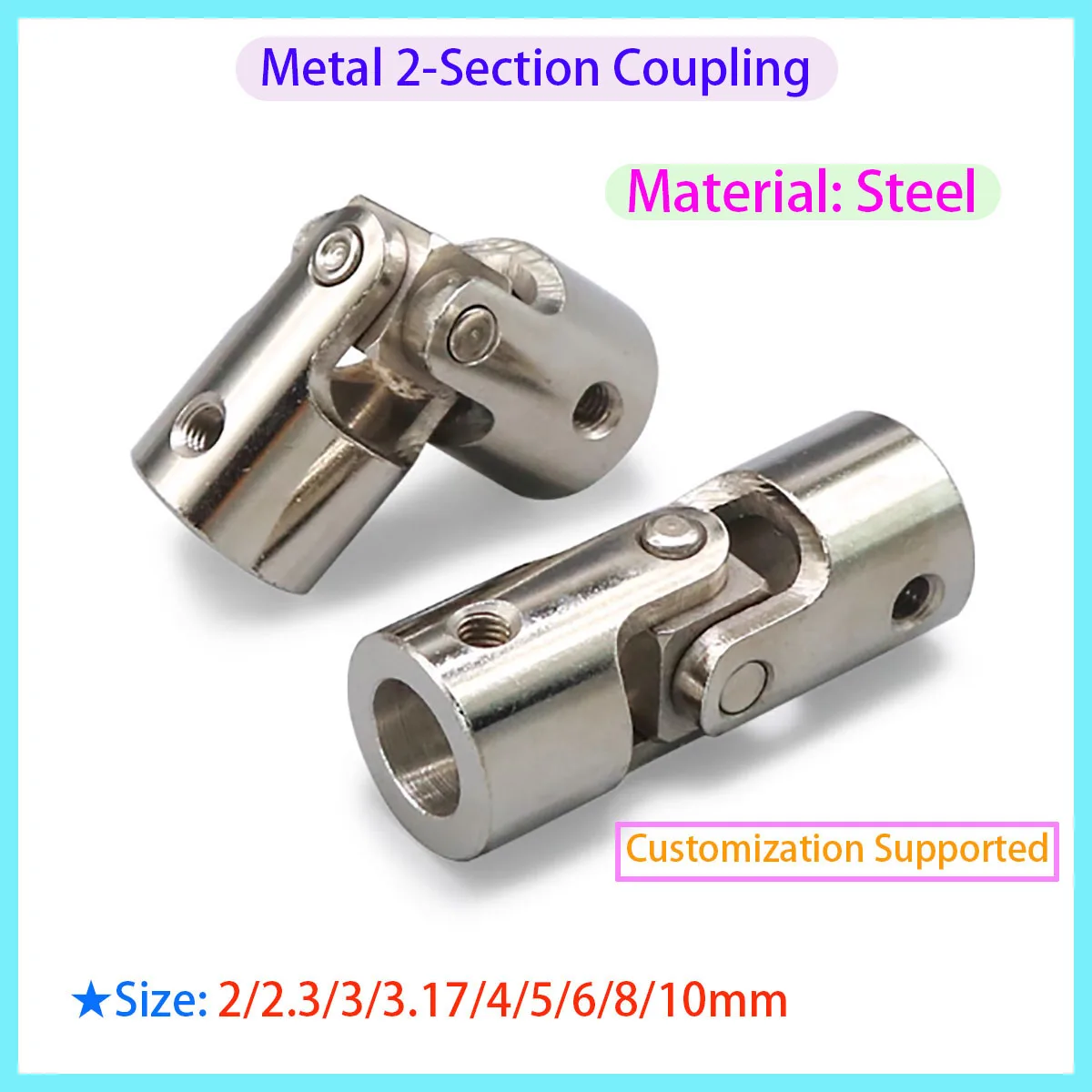 

Marine Car Axle Coupling Metal Universal Joint Motor Connector 2/2.3/3/3.17/4/5/6/8/10mm