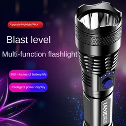 High Strong Power Led Flashlights Tactical Torch with Display Light USB Charging Camping Fishing Emergency Zoom Lantern