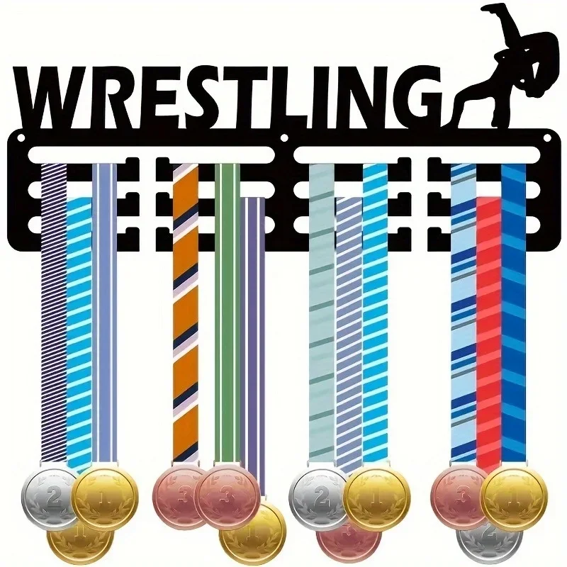 A Stylish Wrestling Medal Display Rack - a Space-Saving, Easy-To-Install Wall-Mounted Holder for Medals And Trophies, Featuring
