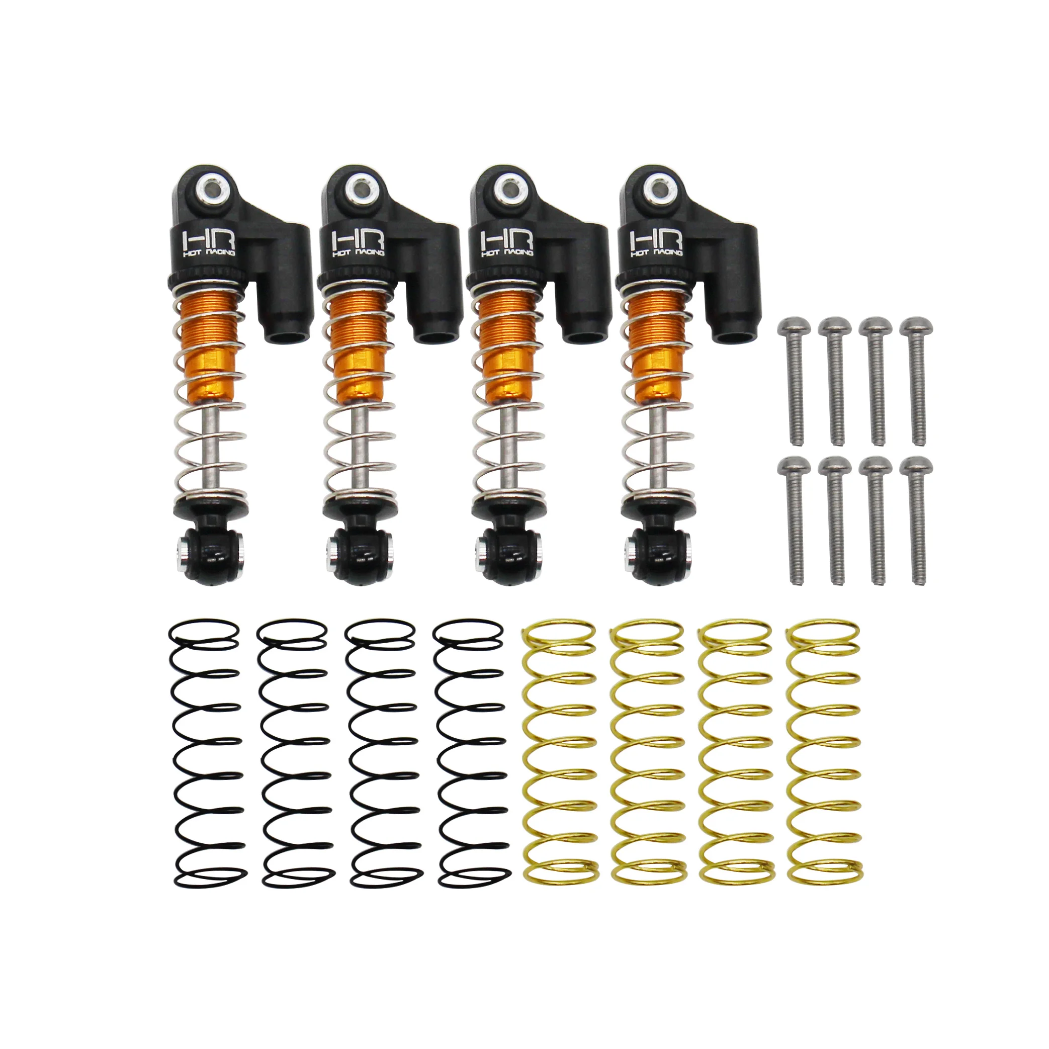 HR SXTF326RX04 Aluminum Threaded Oil Emulsion Shocks 4pcs for SCX24 (32.5mm, 3 springs, scale reservoir, replace AXI31612)