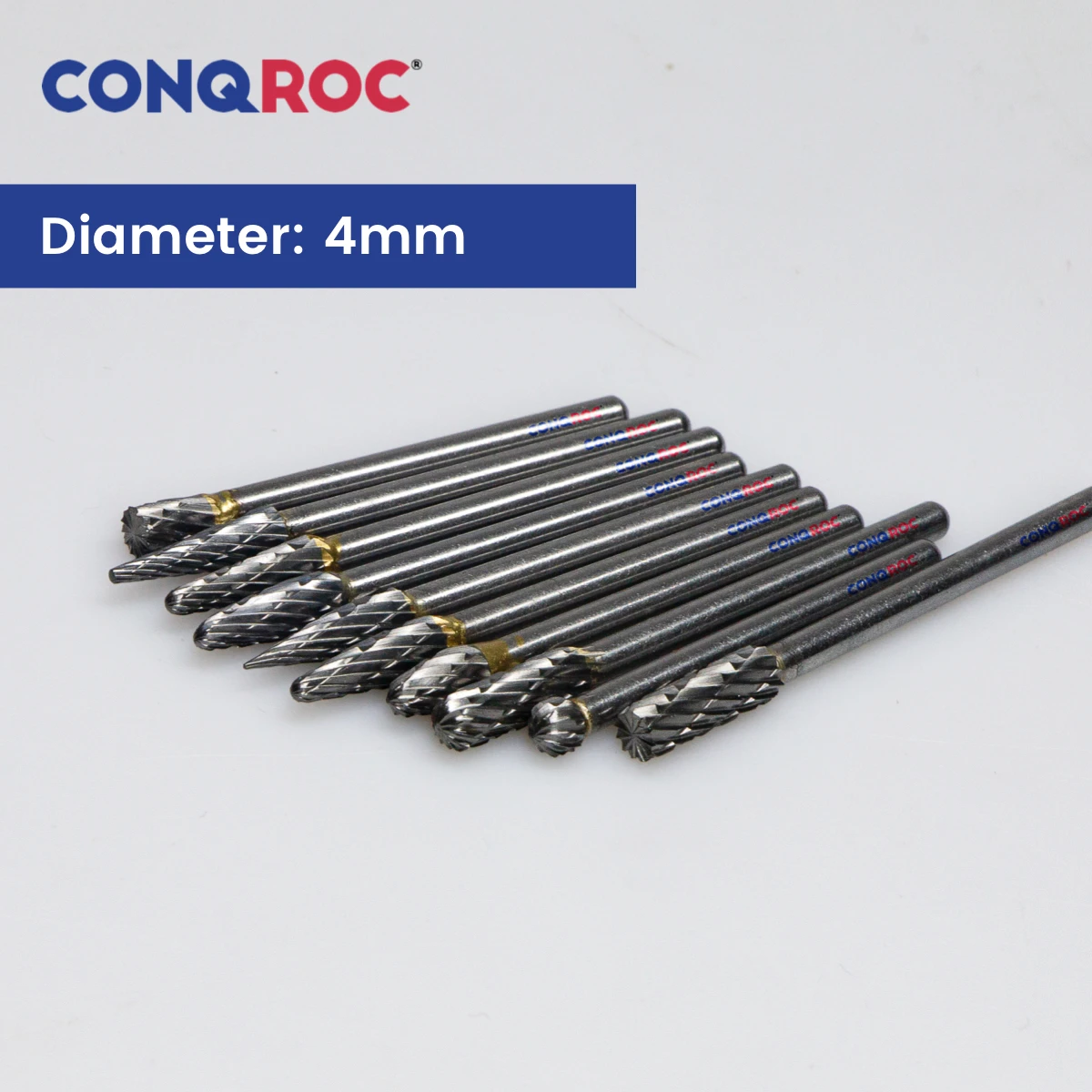 Rotary Burrs Set 3mm Shank Diameter-4mm 10-Different-Type Tungsten Carbide Double Cut Milling Cutters Kit for Dremel