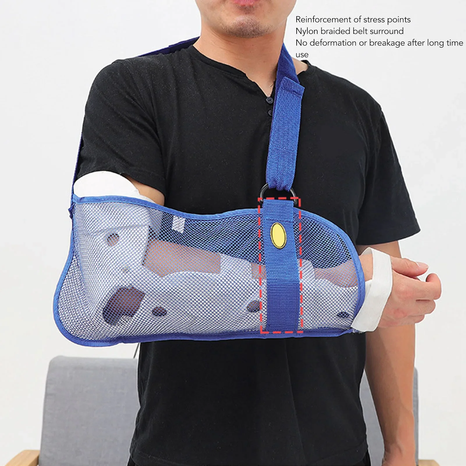 Arm Sling Lightweight Adjustable Hollow Out Mesh Breathable Wide Shoulder Strap Support Less Stress Medical Shoulder Stab