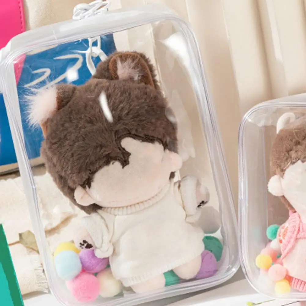 Durable Doll Protector Bag Visible Keychain Bag Doll Display Bag with Dustproof Transparent Storage Pouch for Easy Portability