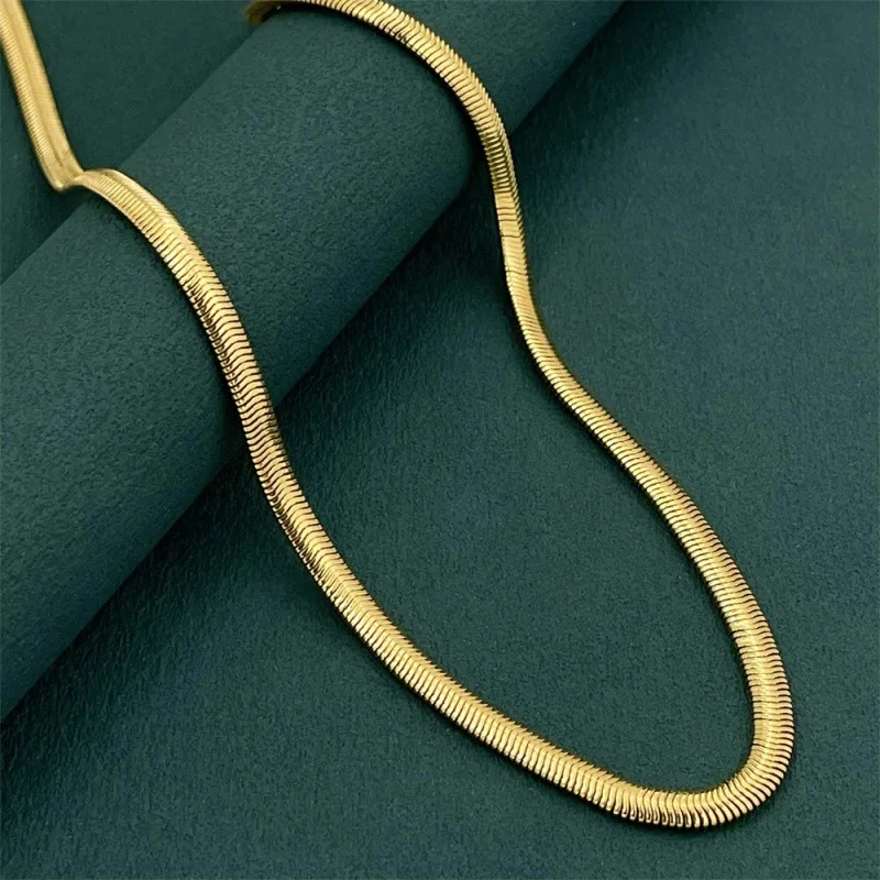 

Hypoallergenic 6mm45-60CM Snake Bone Necklace For Men And Women24K Gold AU999 Premium pure gold protects sensitive skin for safe