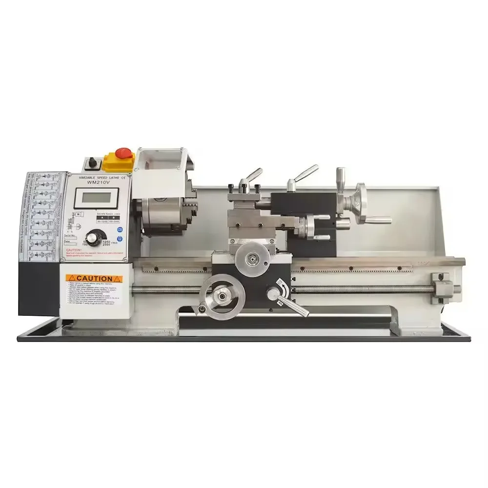 WM210V Manual Lathe High Quality Mini Lathe Machine Small Mechanical Metal Processing 38mm Bore 850W Brushless Motor