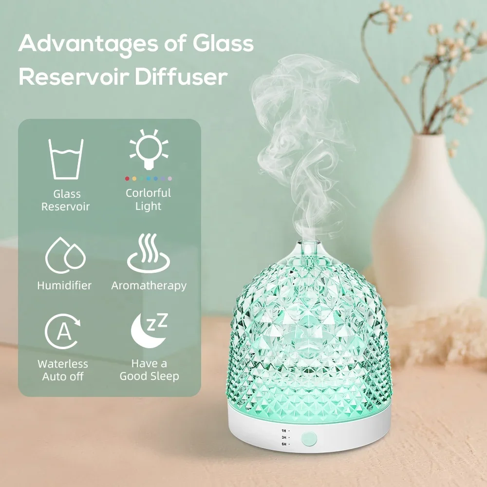 Oem Oil Essential Ultrasonic Aromatherapy Diffusers Electric Machine Aroma Therapy Glass Aroma Diffuser