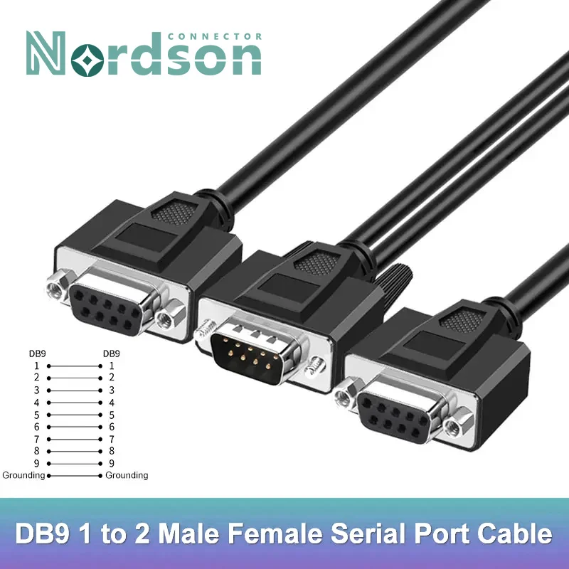 1 to 2 DB9 Serial Port Cable RS232 COM 9Pin Shield Male to Female Connector 0.5-5 Meters db9 Computer Interface Serial Device