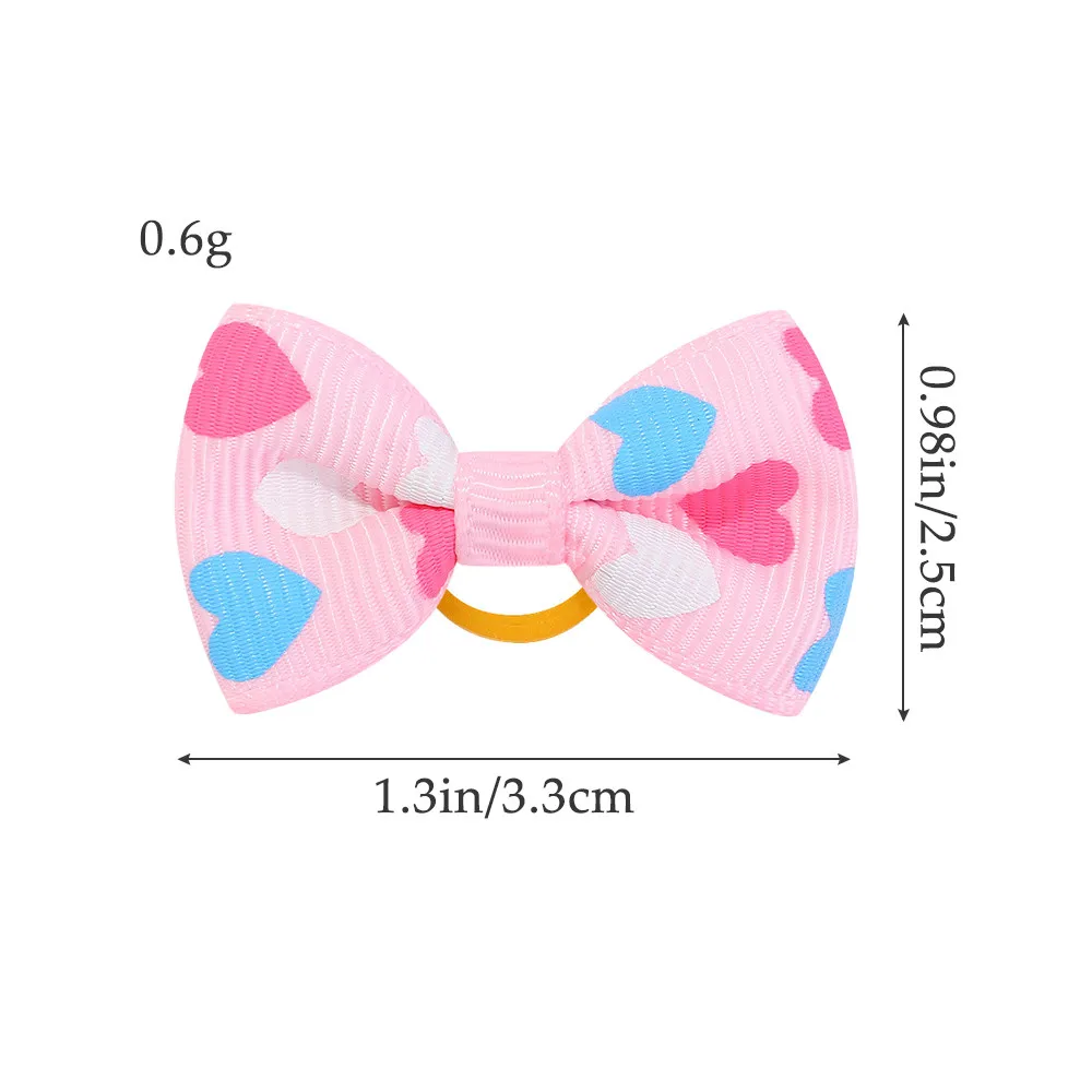 50 pezzi Fasce per capelli di colore casuale Piccola stampa Bowknot Ragazze Copricapo per bambini Bambini Copricapo elastico Corda per capelli Accessori per capelli