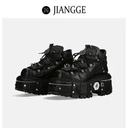 Spanish Fashion Brand Gothic Punk Dark Rock Thick Bottom Heightened Platform Men and Women Same Style Fried Street Dad Shoes