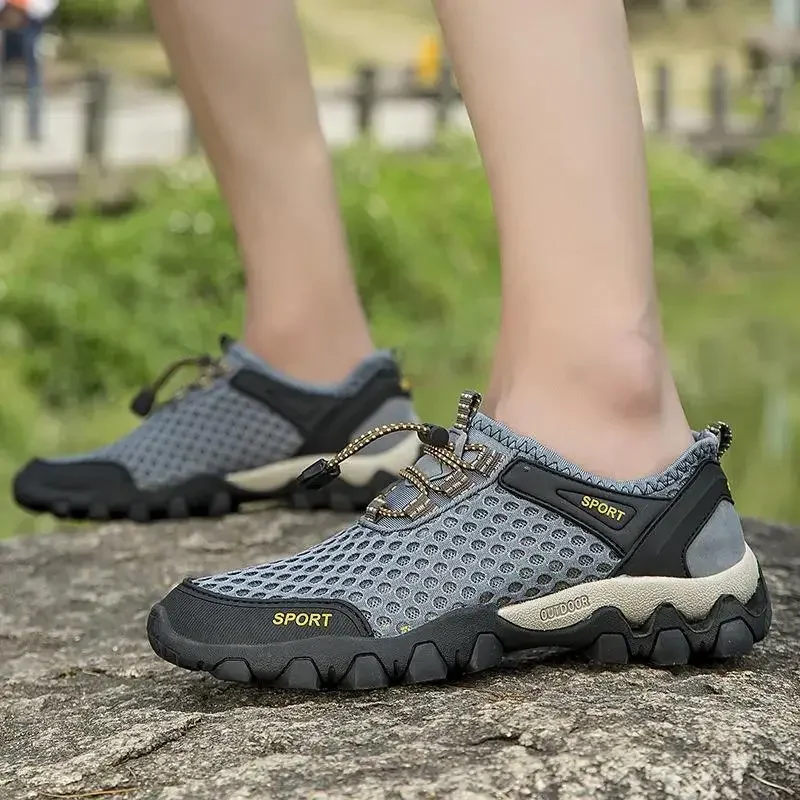 Męskie tenisówki na co dzień moda letnia oddychające buty z siatką męskie antypoślizgowe buty turystyczne tenisówki dla mężczyzn wspinaczka Trekking