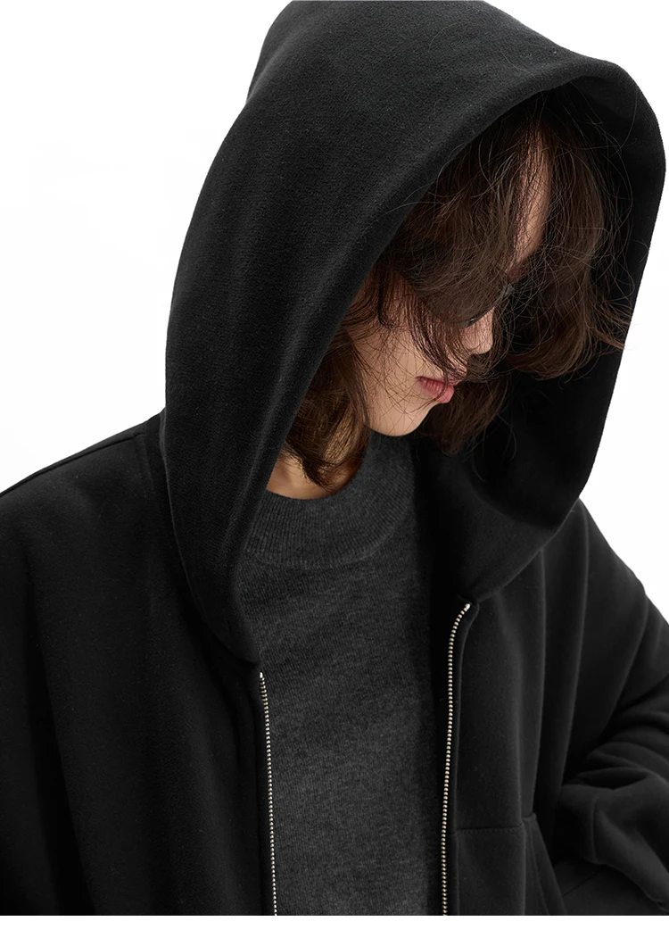 Irregular Sweatshirt~ Black Hooded Sweatshirt Women's Jacket, All-Cotton, Loose Fit, Casual, Slimming, New Autumn Style