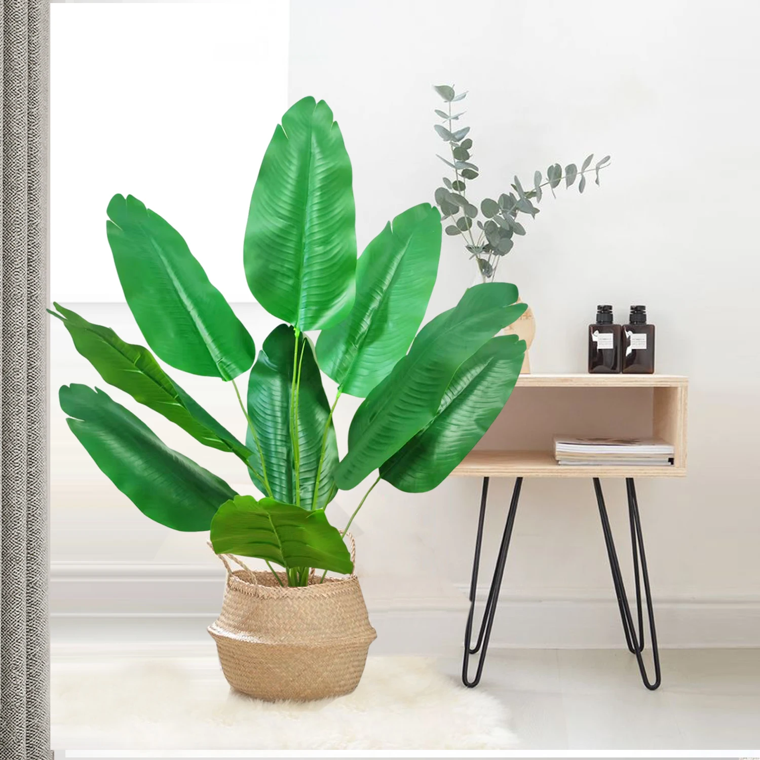 65–125 cm/47,2 Zoll große tropische Palme, gefälschte Bananenpflanzenblätter, fühlt sich echt an, Strelitzia Reginae-Kunststoffpflanze für den Hausgarten – Detail 33