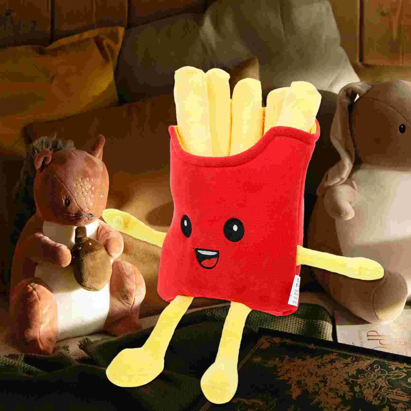 French Fries Plush Pillow Toy Sofa Decorative Cushion Removable Chips Throw Pp Cotton Lumbar Cartoon