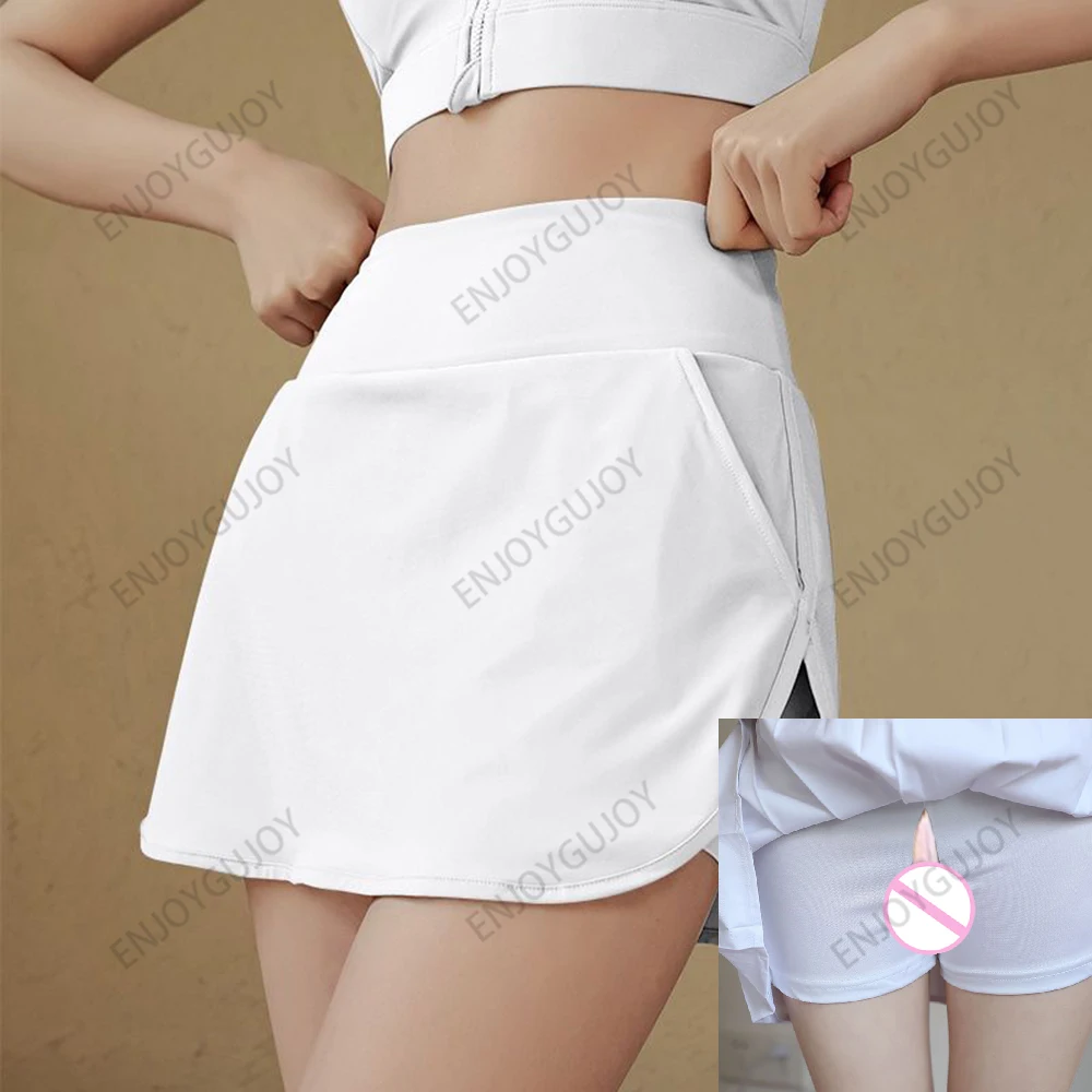 

Women's Invisible Open Crotch Short Skirt, Female Yoga Fitness Culottes, Summer Fake Two Piece, Outdoor Sports, Fashion