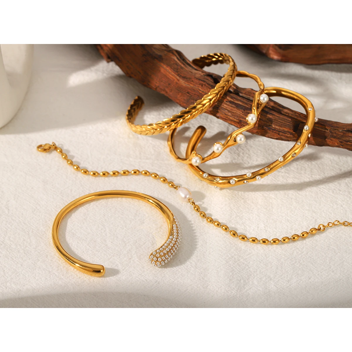 Gift Box Wrap Set - Set Gelang Mutiara Lapis Emas 18K