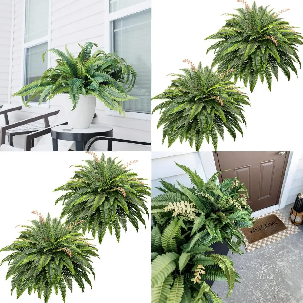 

Set of 2 Large 48 Artificial Boston Ferns for Outdoor and Indoor Planter Decor