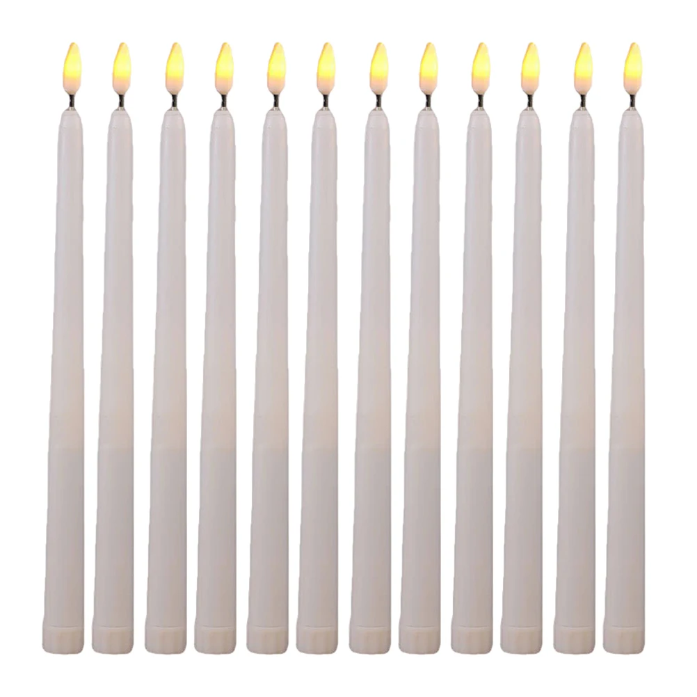 

12 Pcs LED Light Candles Decorative Electronic Spider Halloween Long Pole Plastic for Flameless
