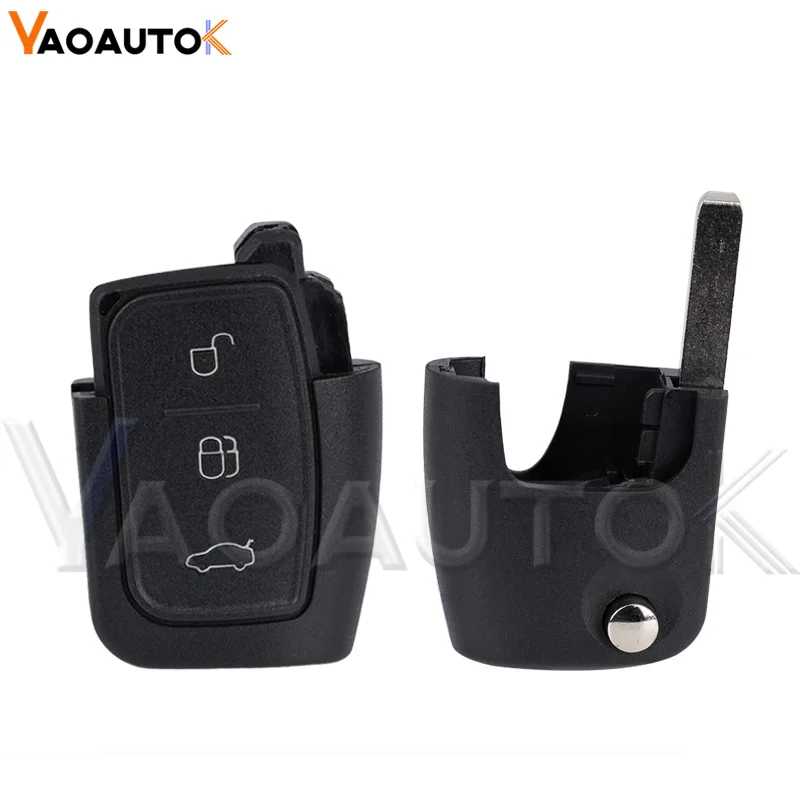 Replacement Smart Remote Key Shell Fob Suitable For Ford Focus Fiesta C-Max K-Uncut 3 Buttons Flip Folding Car Blank Key Shell