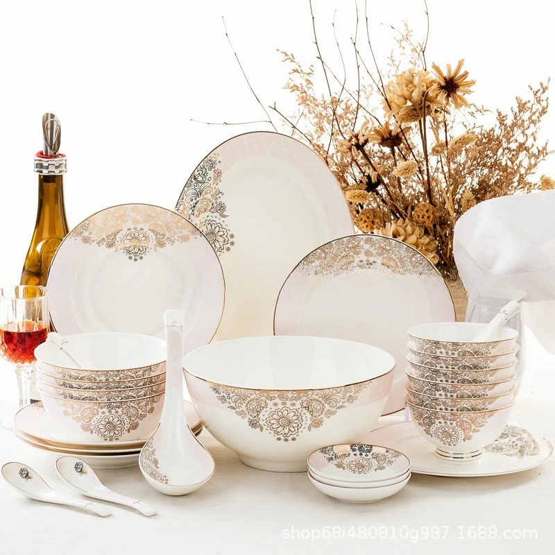 Tangshan bone china tableware hotel porcelain set color porcelain a variety of matching