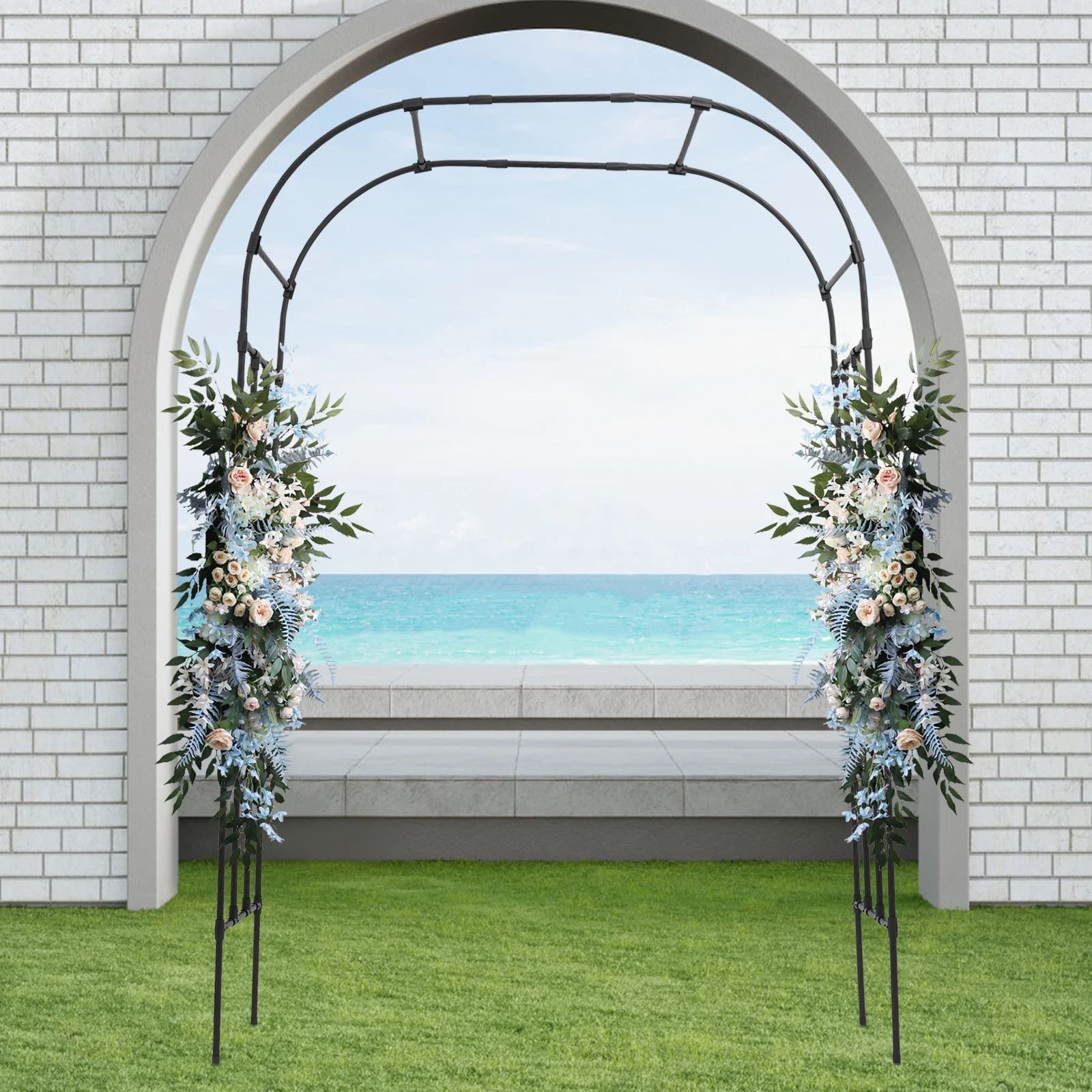 Arche de jardin minimaliste noire, treillis facile à assembler, surface lisse facile à nettoyer, idéale pour le jardin, la terrasse ou la ferme