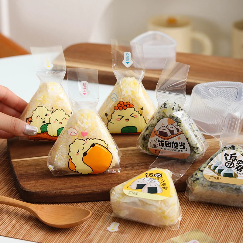 50Pcs Japenese Lovely Cartoon For Triangle Rice Ball Packaging Bag Nori Onigiri Sushi Bag Sushi Making Mold Bento Accessorie