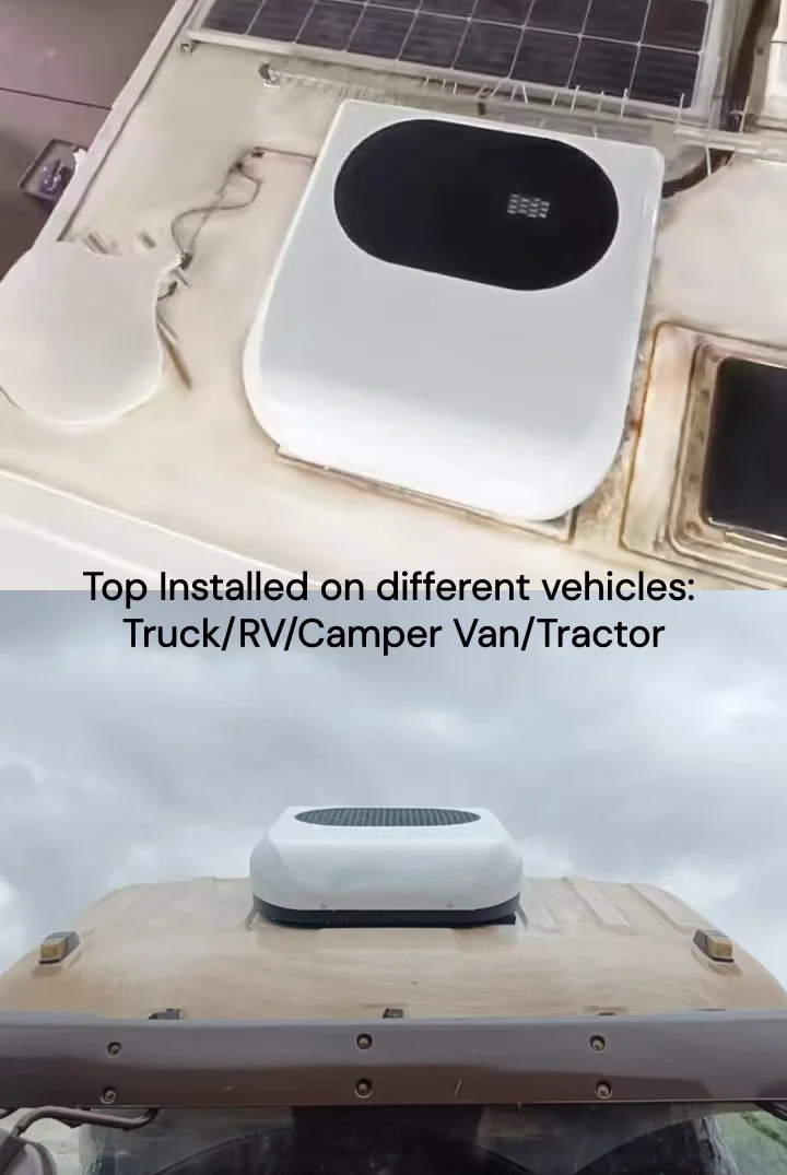 8000 BTU 12V/24V Rooftop DC Inverter Parking Air Conditioner R134a With Twin Rotor Compressor For Truck RV Trailer Camper Van