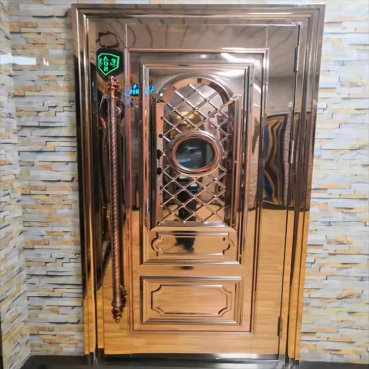 Fire-resistant stainless steel security doors for hotel exteriors Sound-proof pivot entry Commercial fire doors