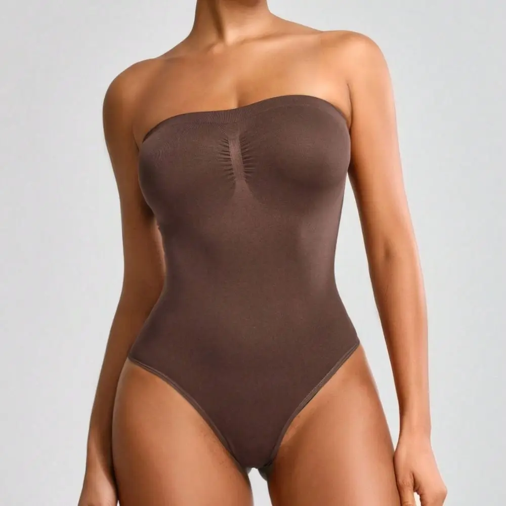 Fashion Strapless Women's Bodysuits Tummy Control Seamless Bodysuit Soft-touch No Chest Pads Tube Top